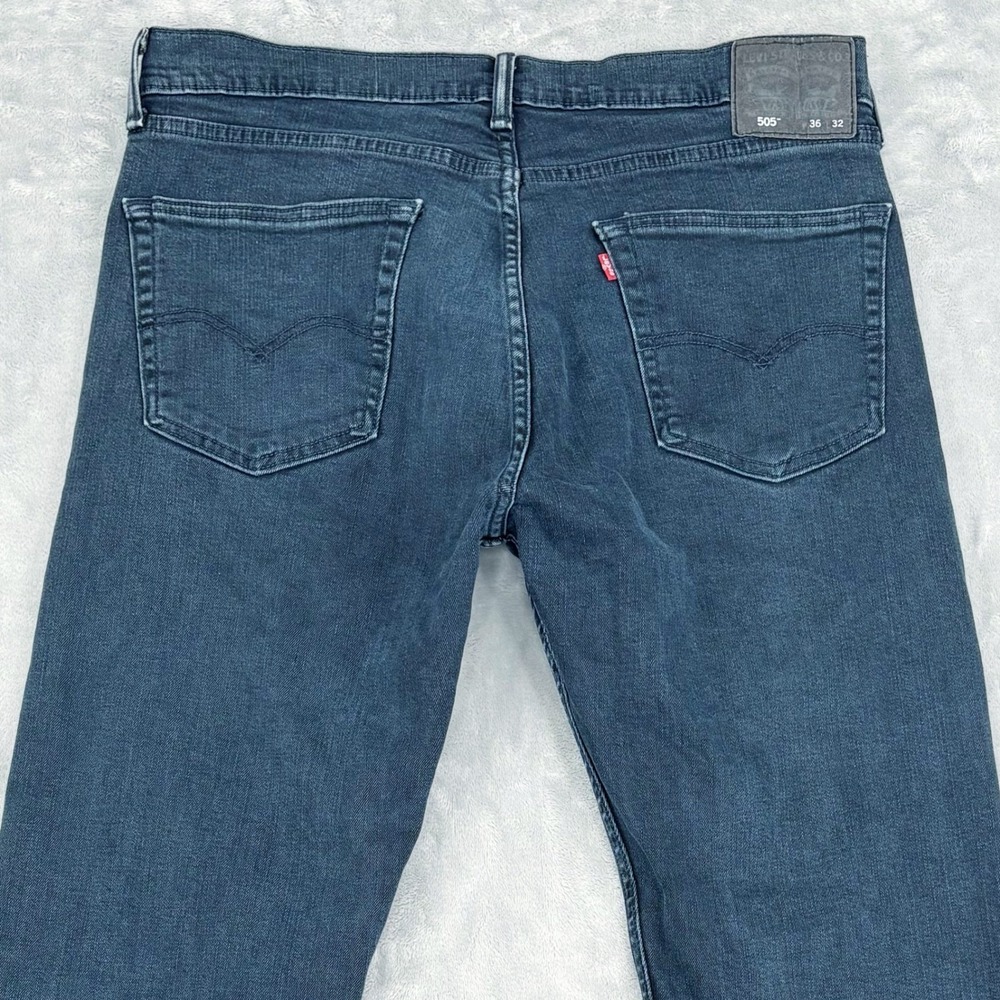Levi's 505 Mens 36x32‎ (Fits 35x31) Dark Wash Regular Straight Leg Stretch Denim